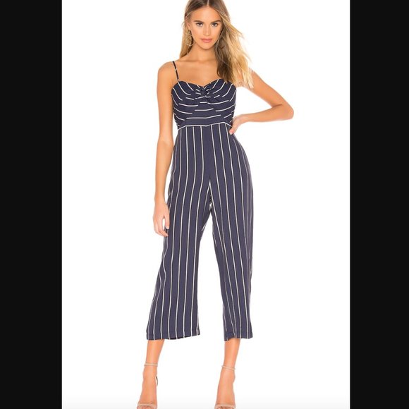 Bardot Layla Striped Jumpsuit Size US6/S in Navy - Picture 1 of 14
